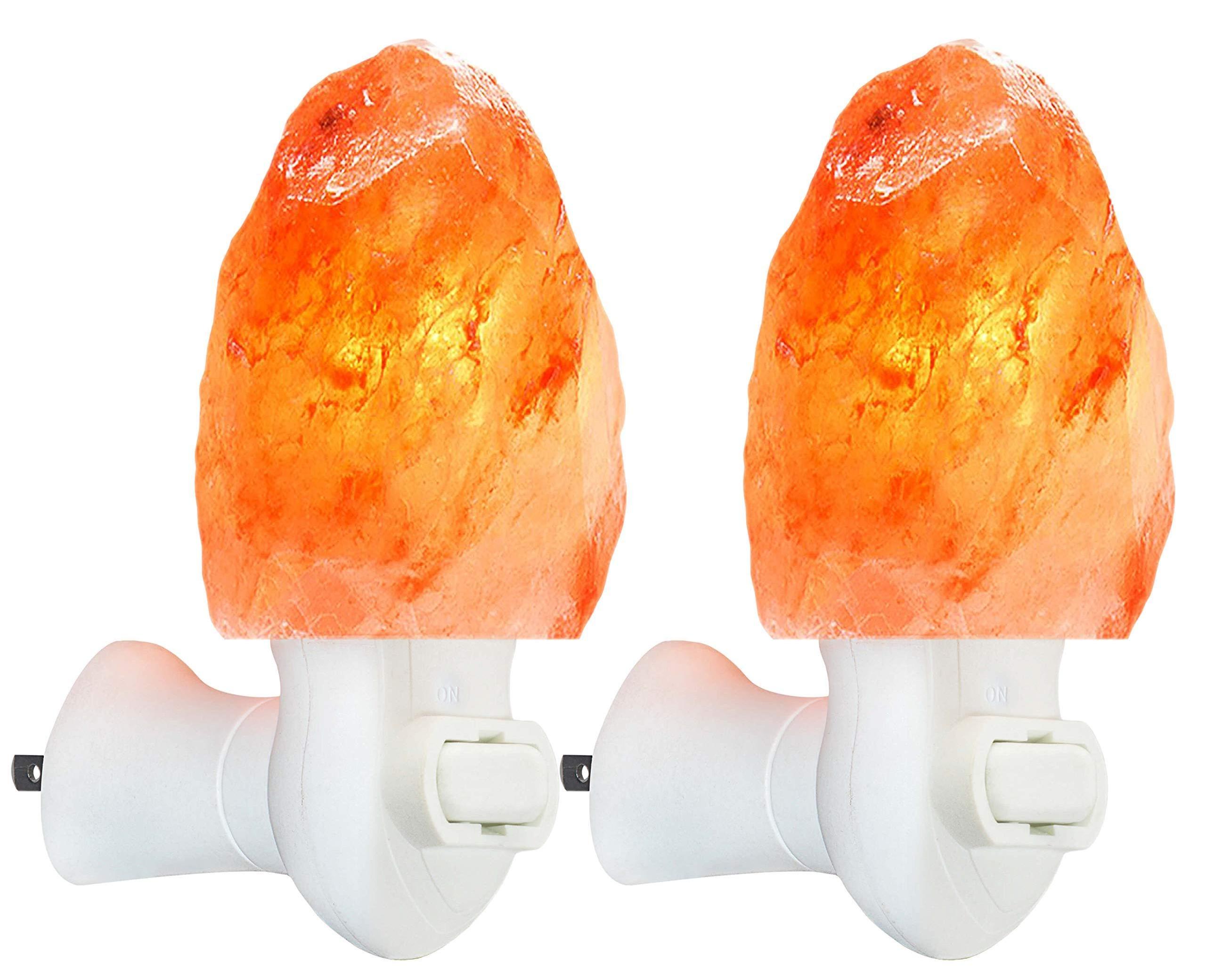 2 Pack Himalayan Salt lamp Night Light Plug in Wall Light Bulb for Home Wall Decor Amber Light for Decoration Safety Certified