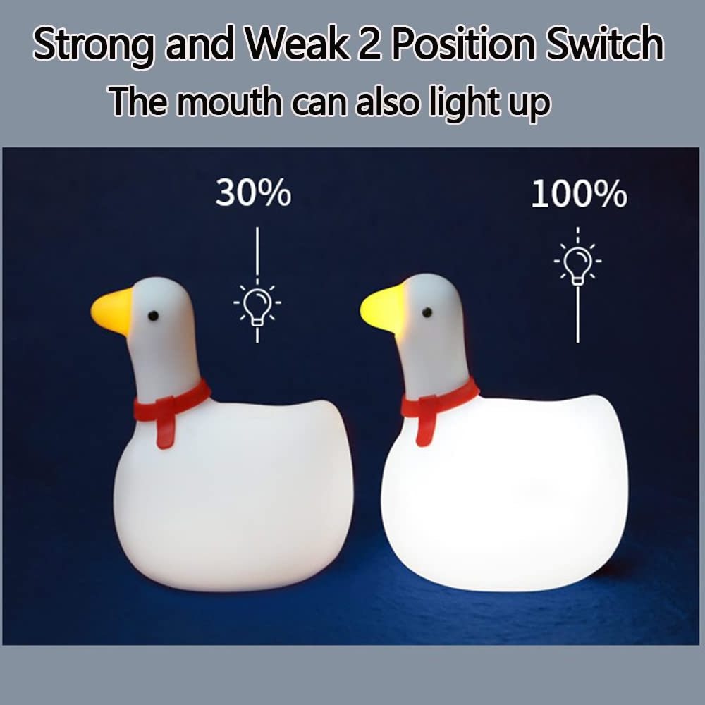 Kids Night Light Motion Sensor Solar Indoor Lights Cute Silicone Tischlampe Goose Nursery Inductance Lamp for Baby and Toddler