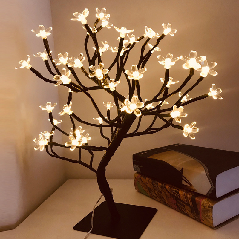 Rose Flower Tree Lights USB Battery LED Table Lamp Bonsai Tree Night Lights Garland Bedroom Decoration Christmas Lamp Home Decor