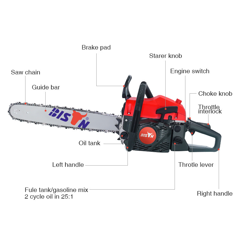 45cc powerful tree cutting hydraulic chainsaw motor heavy duty concrete 2 stroke 4500 gasoline chainsaw