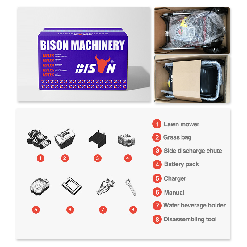 Bison mechanical lawn mower 3 In 1 Discharge Electric Start Lawnmower with 58V Acid battery