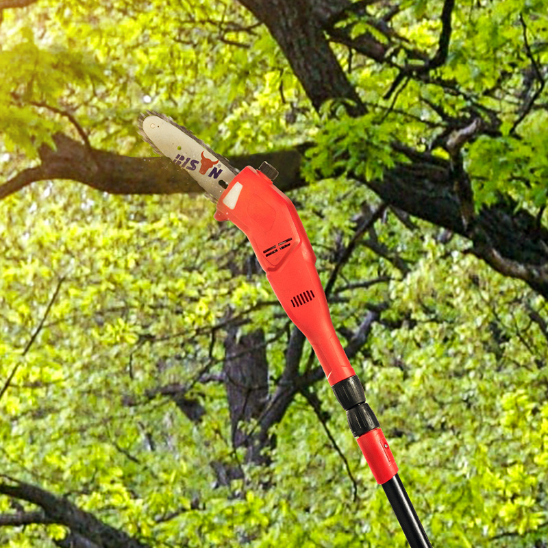 Bison electric pole long reach rechargeable telescopic chainsaw manual electric chain saws long handle pole saw for tree cutter