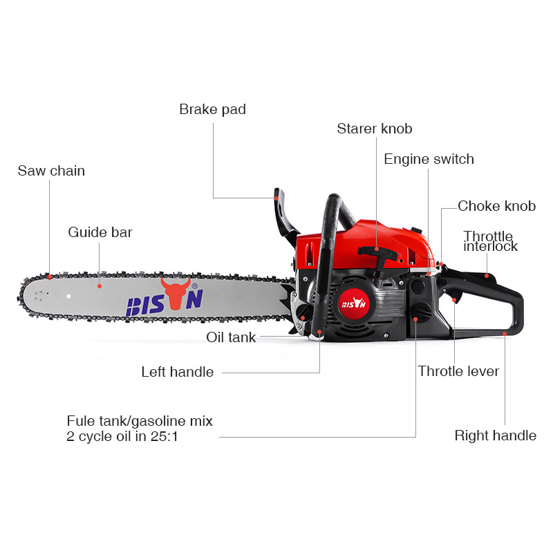 Motosega 52cc 12 14 18 20 inch Bar Cylinder Manual Carburetor Petrol Wood Saw Machines 52cc 5200 Chainsaw