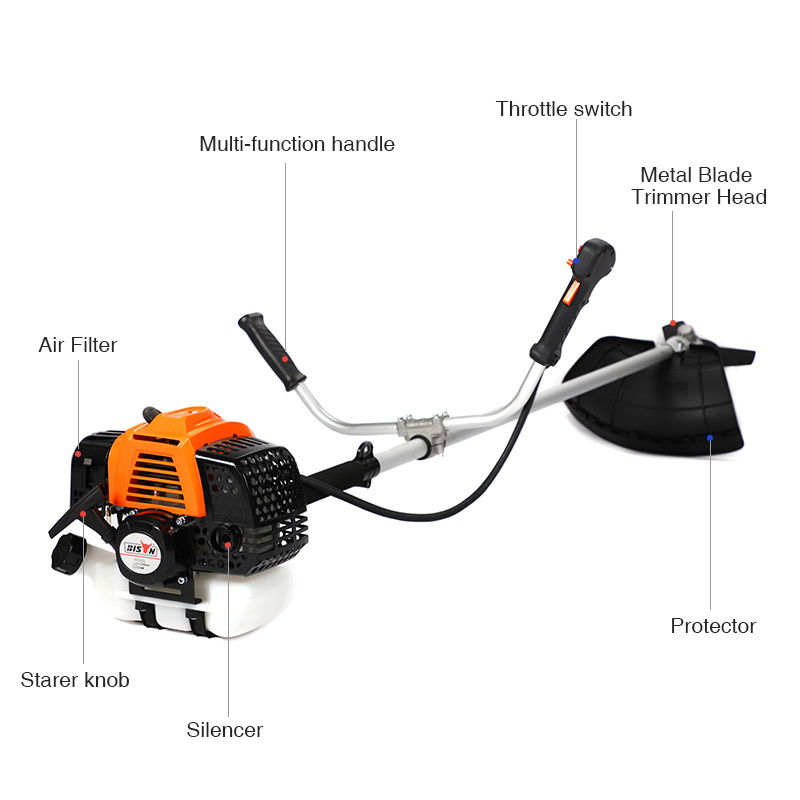 China Garden Tool 2-stroke 52cc Gasoline Brush Cutter And Grass Trimmer Cutting Grass Machine Farm