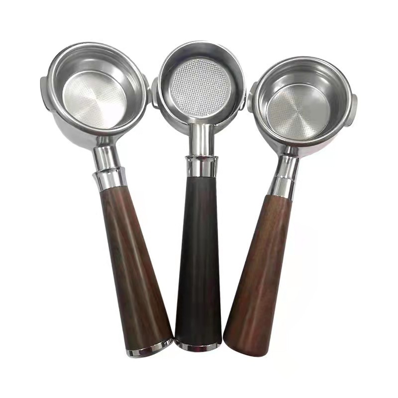 Wood Handle Barista Espresso Bottomless Portafilter 51mm 54mm 58mm With Basket Naked Filter Coffee Accessories