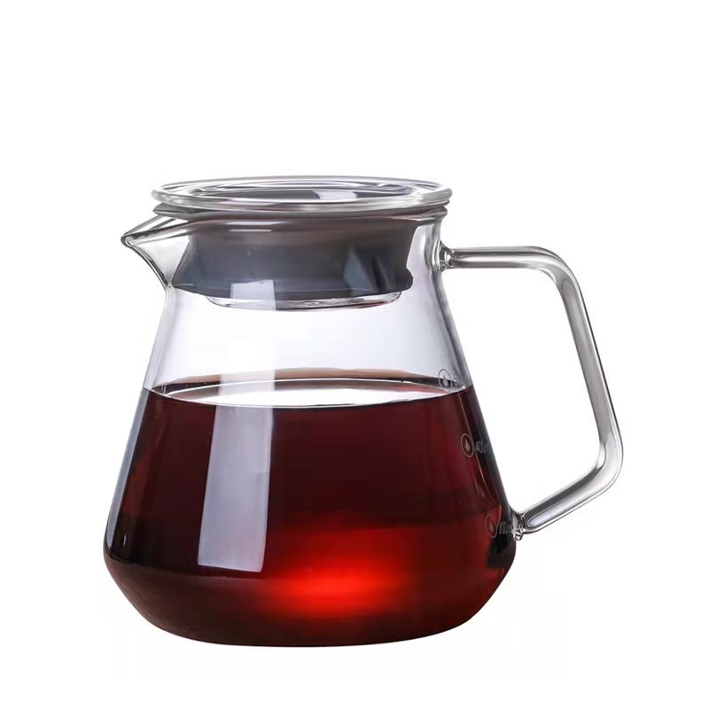 Heat-Resistant Glass Sever Coffee Drip Kettle Water Bottle Barista Glass Pot With Lid