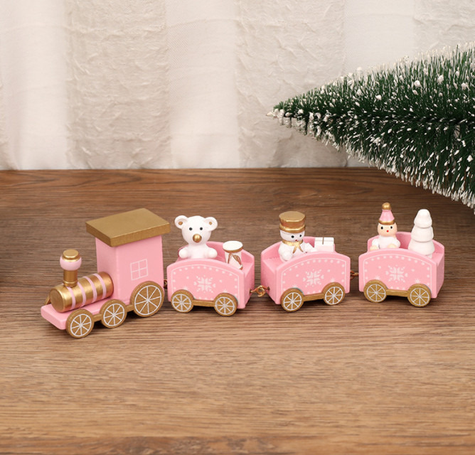 Christmas gift  Train  Decorations Wooden Train Holiday Gifts Window Display Wooden Crafts