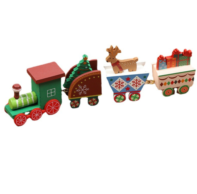 Christmas gift  Train  Decorations Wooden Train Holiday Gifts Window Display Wooden Crafts