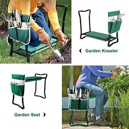 Top-Selling Folding Bench Garden Kneeler Seat Metal Foldable Outdoor Furniture Stool EVA Garden Kneeling Pad with Box Packing