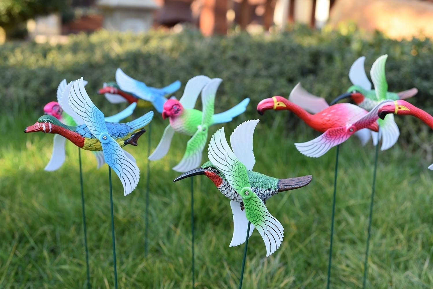 Outdoor supplies kid's toy garden ornament plastic wind spinner bird windmill stick