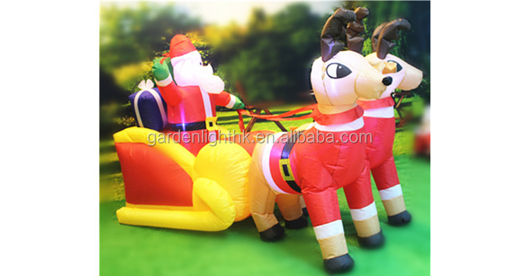 Christmas outside inflatable 7FT Santa Sleigyh with Reindeer, large outdoor santa sleigh for Yard Lawn Garden Holiday Party