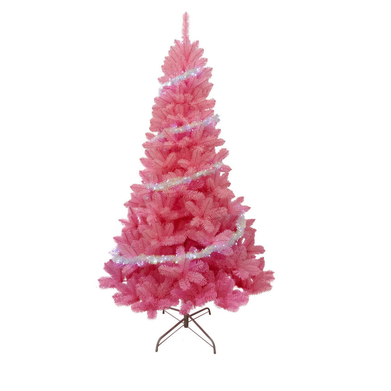 Encryption Artificial 7FT Pink Christmas Tree Decorations PVC trees With Iridescent garland Copper Wire Lights