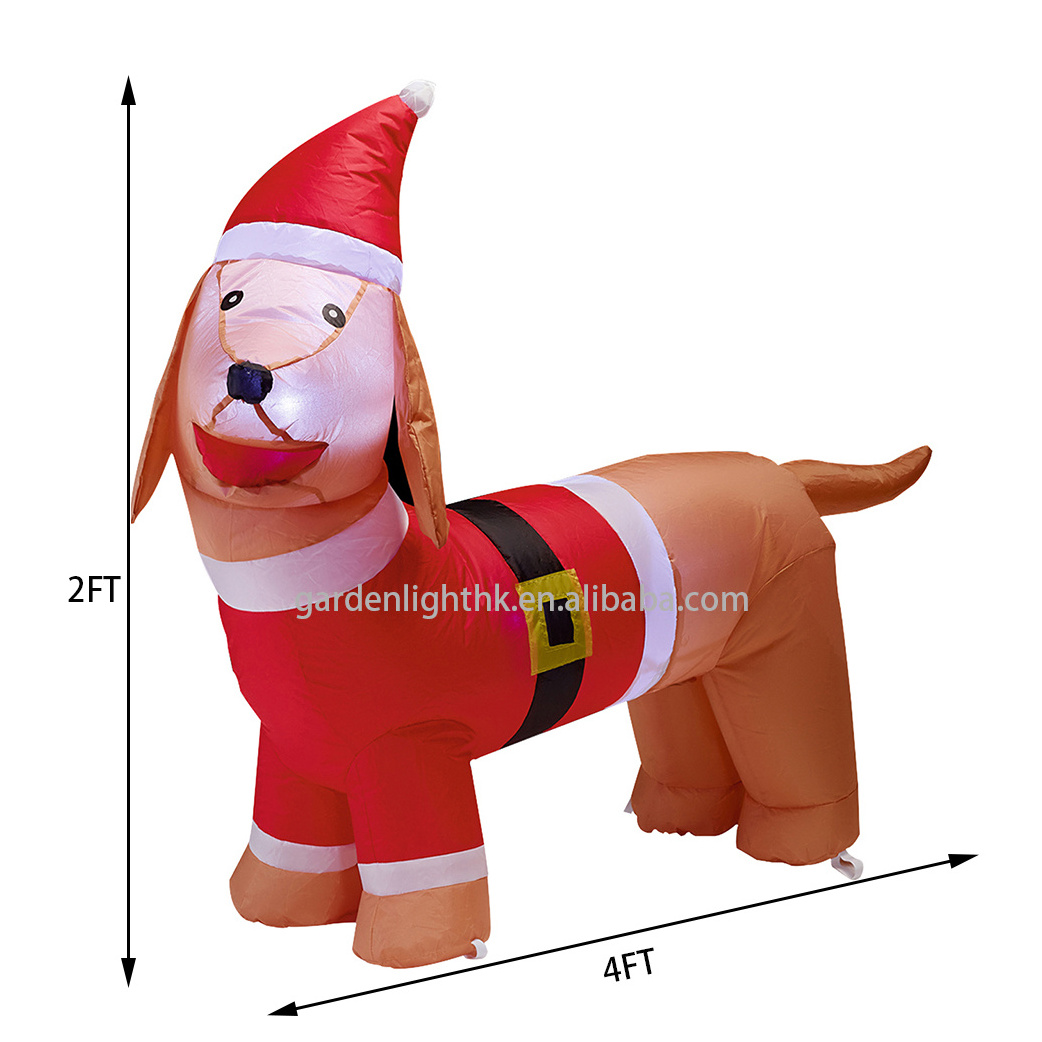 Indoor and Outdoor Christmas Decoration Inflatable Custom 4FT Length Sausage Dog For Holiday Yard Decoration