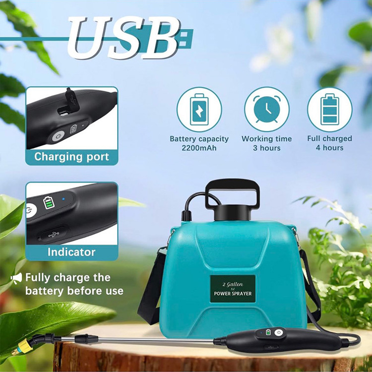 Manufacturers 8L 8 Liter 2 Gallon Portable Agricultural Garden High Pressure Knapsack Electric Pump Battery Power Water Sprayers