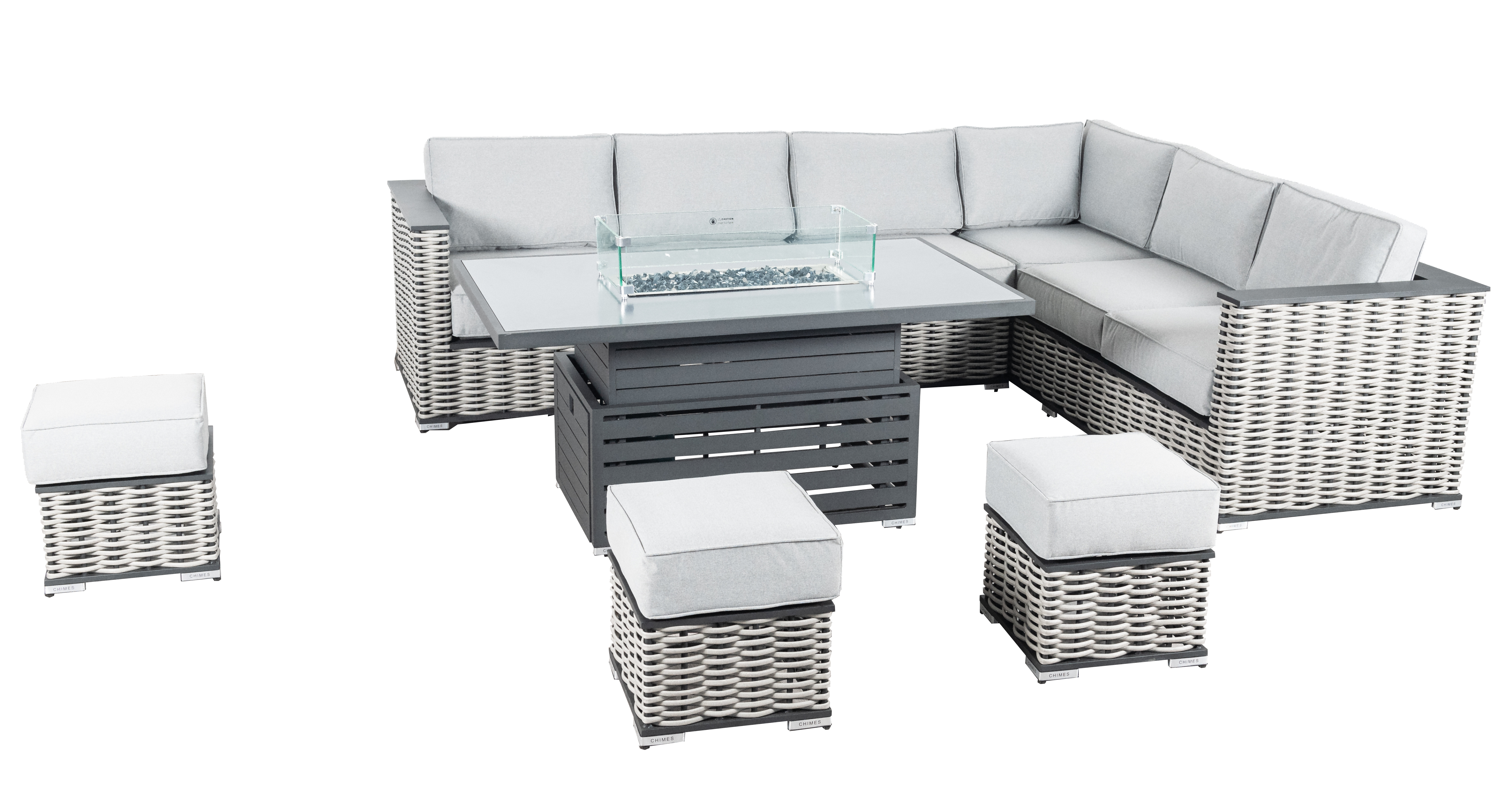 LM23-8005Y Aluminum Rattan Furniture Outdoor Furniture Set Patio Furniture Set 6pcs Sofa Set With Rising Table And Footstool