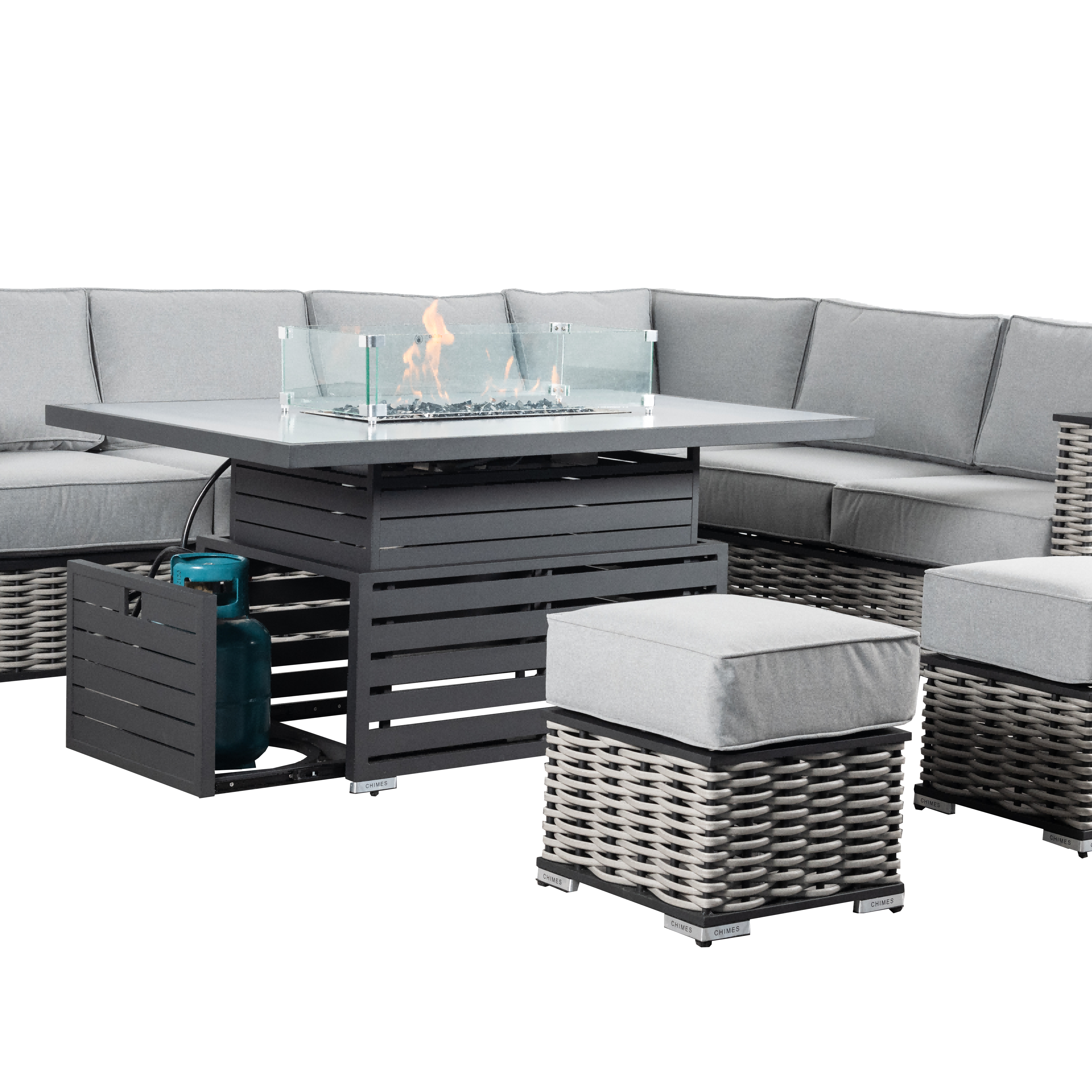 LM23-8005Y Aluminum Rattan Furniture Outdoor Furniture Set Patio Furniture Set 6pcs Sofa Set With Rising Table And Footstool