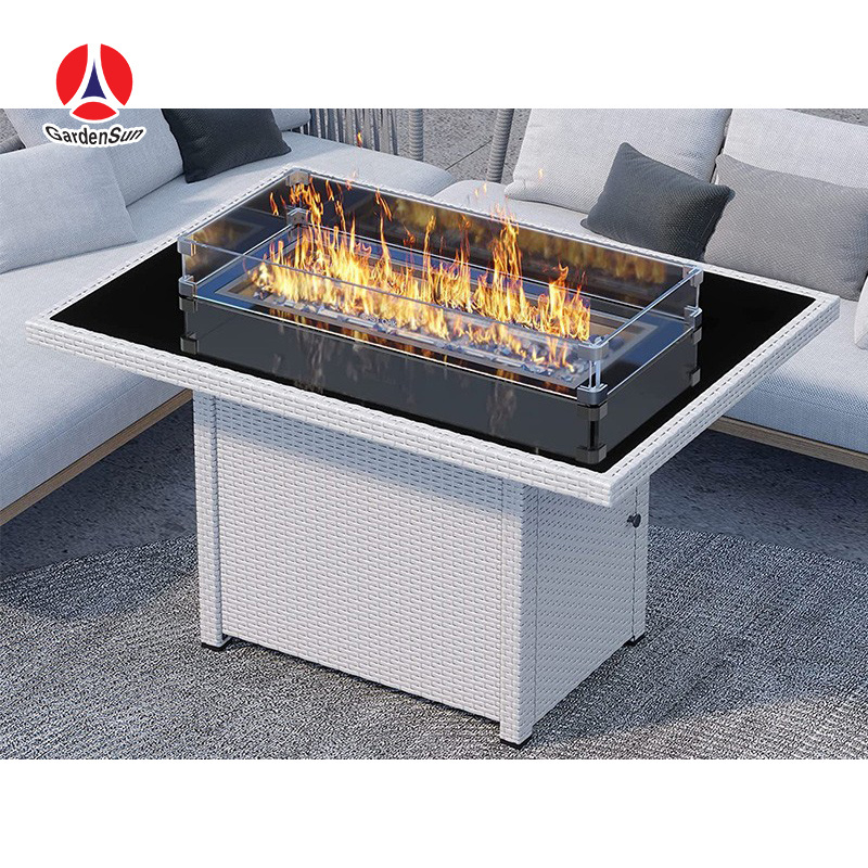 High quality wholesale custom cheap luxury outdoor furniture garden fire pit table rectangle propane fire pit table