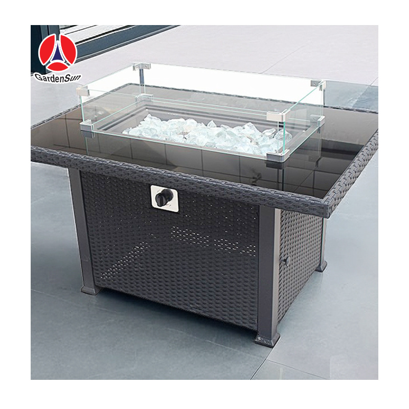 High quality wholesale custom cheap luxury outdoor furniture garden fire pit table rectangle propane fire pit table