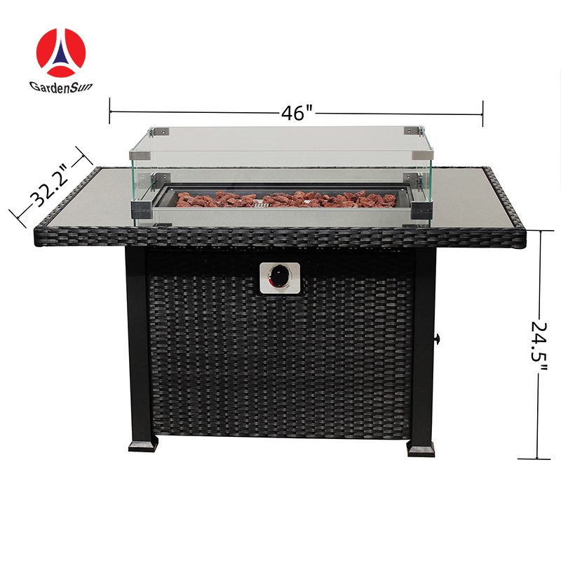 High quality wholesale custom cheap luxury outdoor furniture garden fire pit table rectangle propane fire pit table