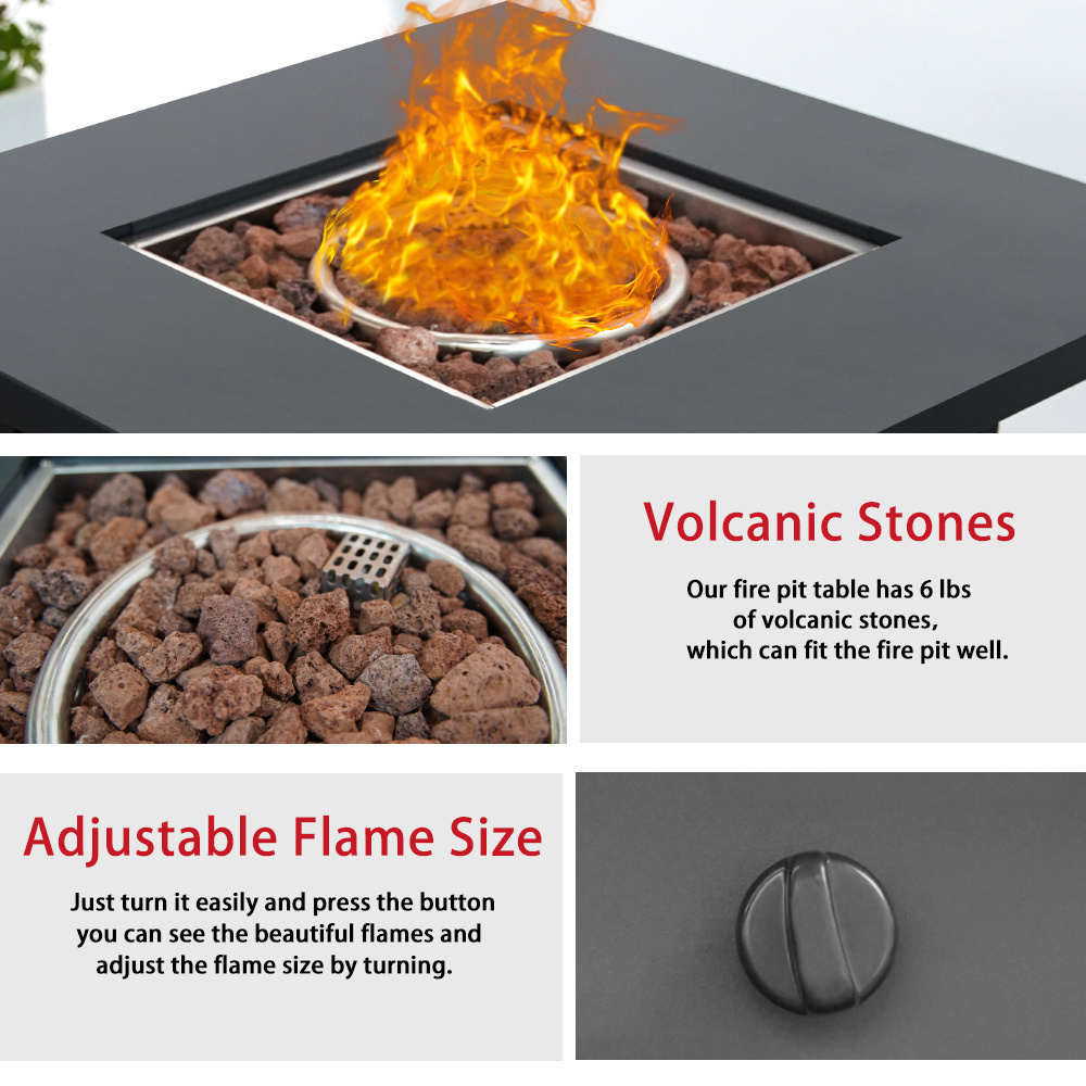 Rectangle Free Style Patio Table Top Gas Fire Pit Large Outdoor Garden Propane Dropin Natural Gas Fire Pit