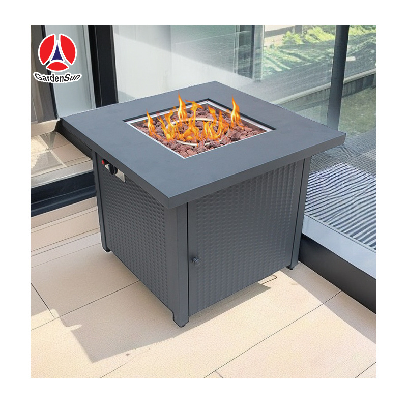 Customized High Quality  garden outdoor gas propane butane fire pit table with glass rock//