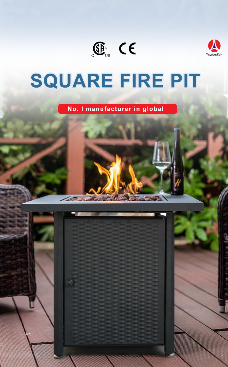 Patio Table Top Rectangle Fire Pit Outdoor Fireplace Fire Table Outdoor Garden Propane Dropin Tabletop Gas Fire Pit