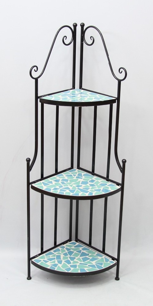 mosaic art metal plant shelf outdoor yard Patio Furniture