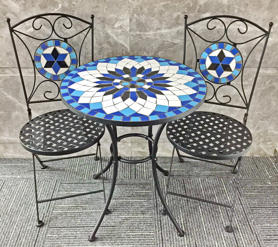 metal folding table and chairs set outdoor mosaic tile Bistro Table