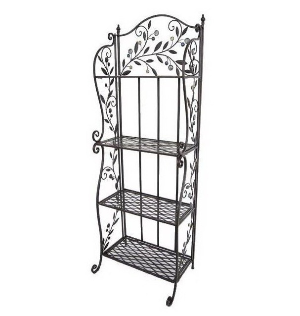 kitchen furniture wrought iron shelf 5 tiers metal Bakers Rack