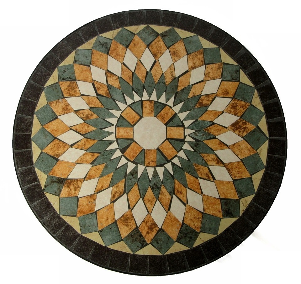 23.5 metal ceramic stone art with leg outdoor Round Mosaic Table Top