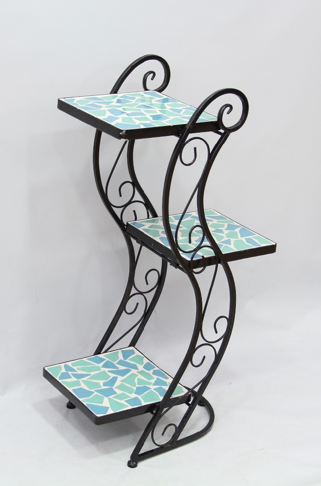 mosaic art metal plant shelf outdoor yard Patio Furniture