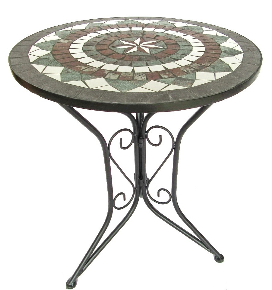 23.5 metal ceramic stone art with leg outdoor Round Mosaic Table Top