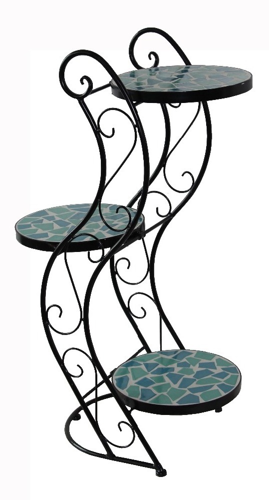 mosaic art metal plant shelf outdoor yard Patio Furniture