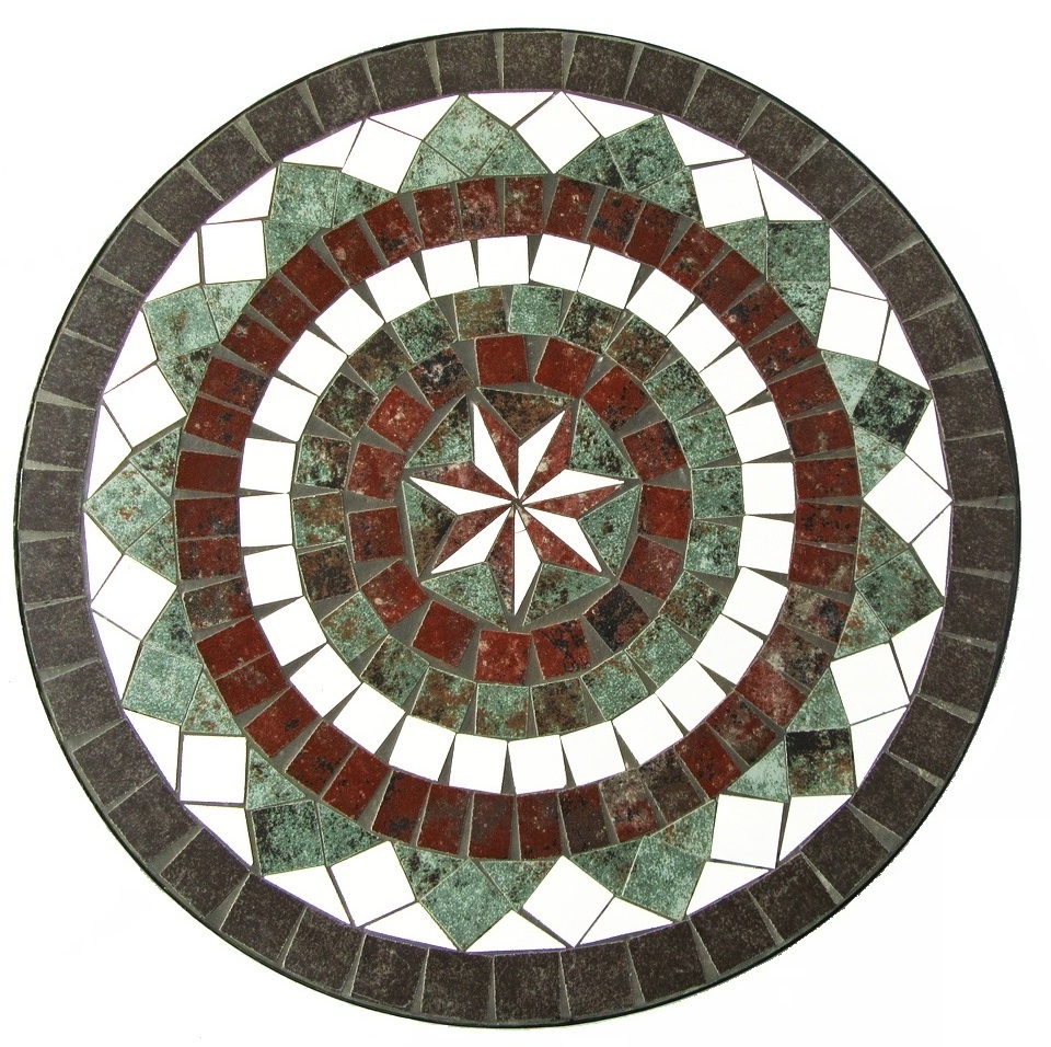 23.5 metal ceramic stone art with leg outdoor Round Mosaic Table Top