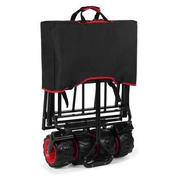 Heavy Duty Folding Wagon With 4 Large Wheelsoutdoor Picnic Cart Foldable Garden Trolley Cart 360 Degree Swivel Wheels