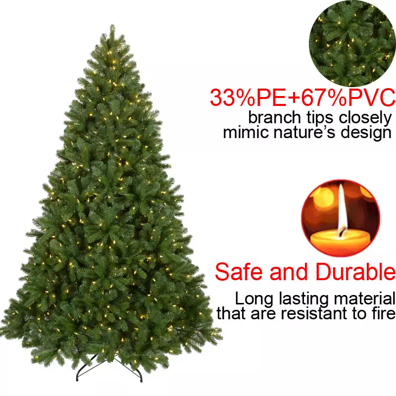 High Quality PE PVC RGB Pre-lit LED Lights 7ft Guangdong Artificial Christmas Trees