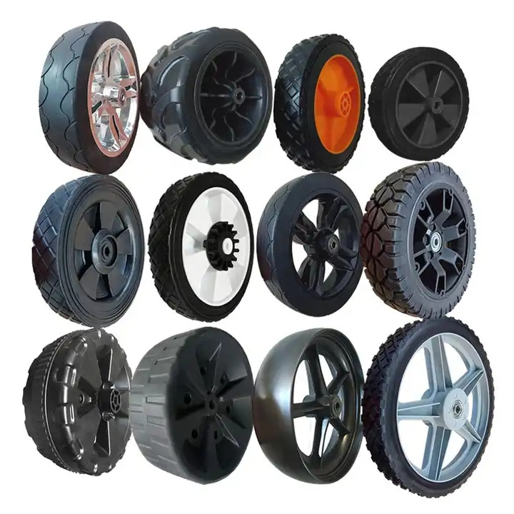 6 7 8 9 10 inch Plastic PVC Tire Wheels for Lawn Mower Pull  Utility Folding Cart Wagon Spreader golf cart wheels and tires