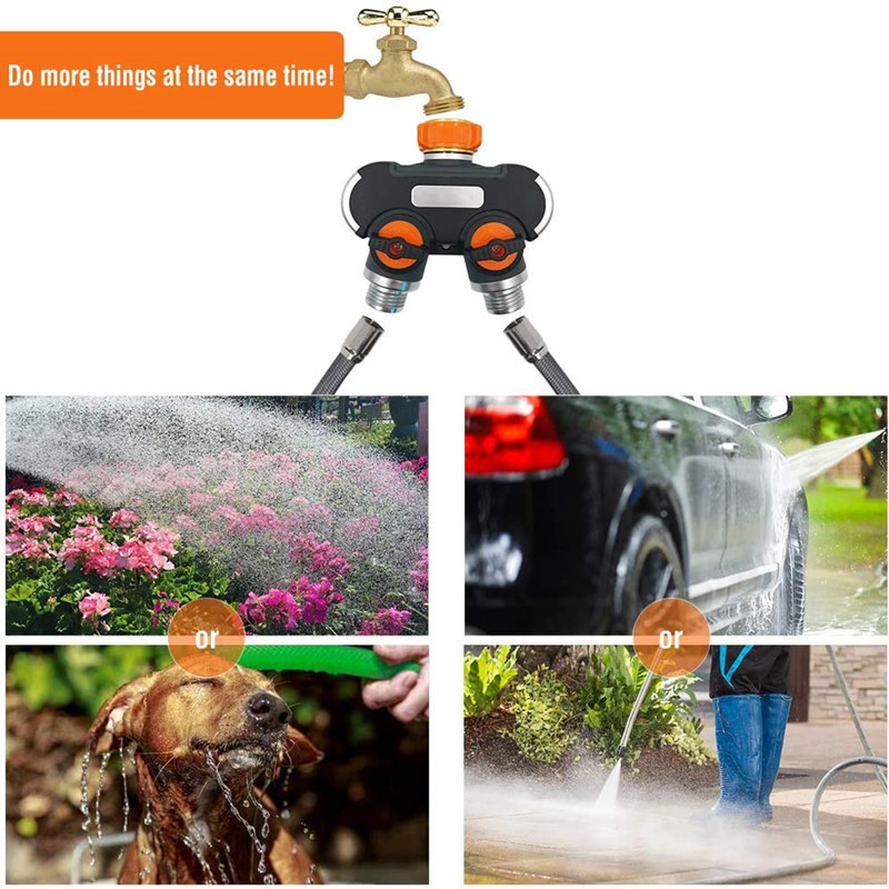 Metal 2 Way Garden Water Y Splitter 3/4 inch Thread Faucet Tap Valve Splitter Connector Irrigation Adapter Splitter