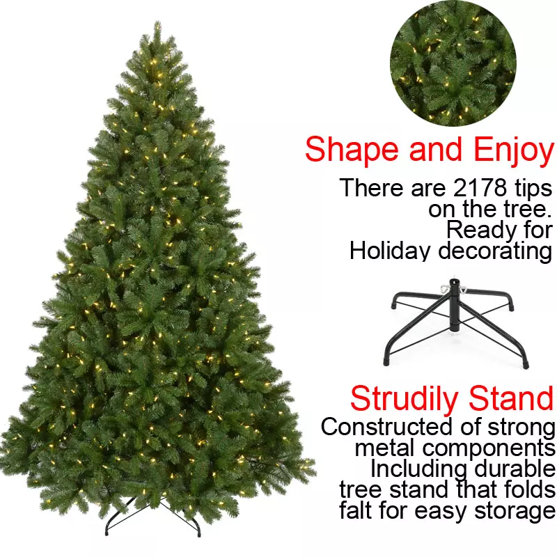 High Quality PE PVC RGB Pre-lit LED Lights 7ft Guangdong Artificial Christmas Trees