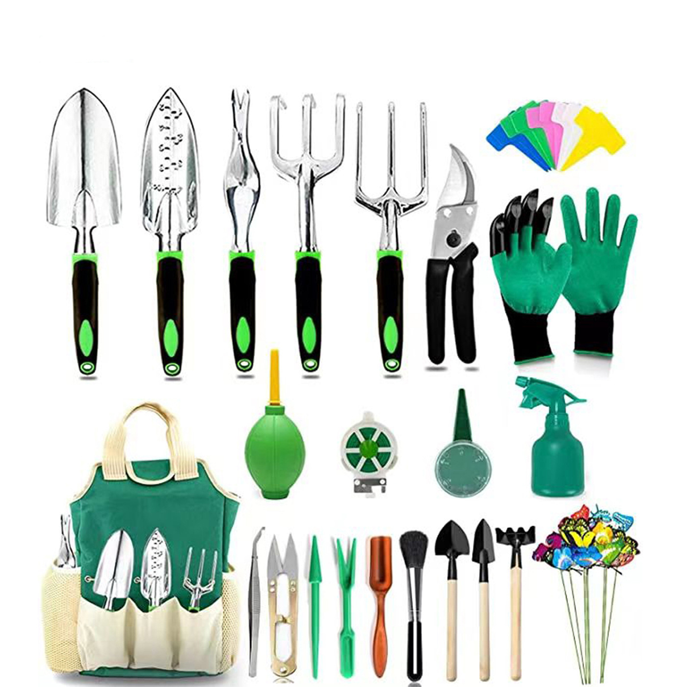 Garden Tools Set Gardening Tool for Woman Man 42 Pcs Gifts Heavy Duty Handle Gardening Planting Tool Set with Storage Tote Bag