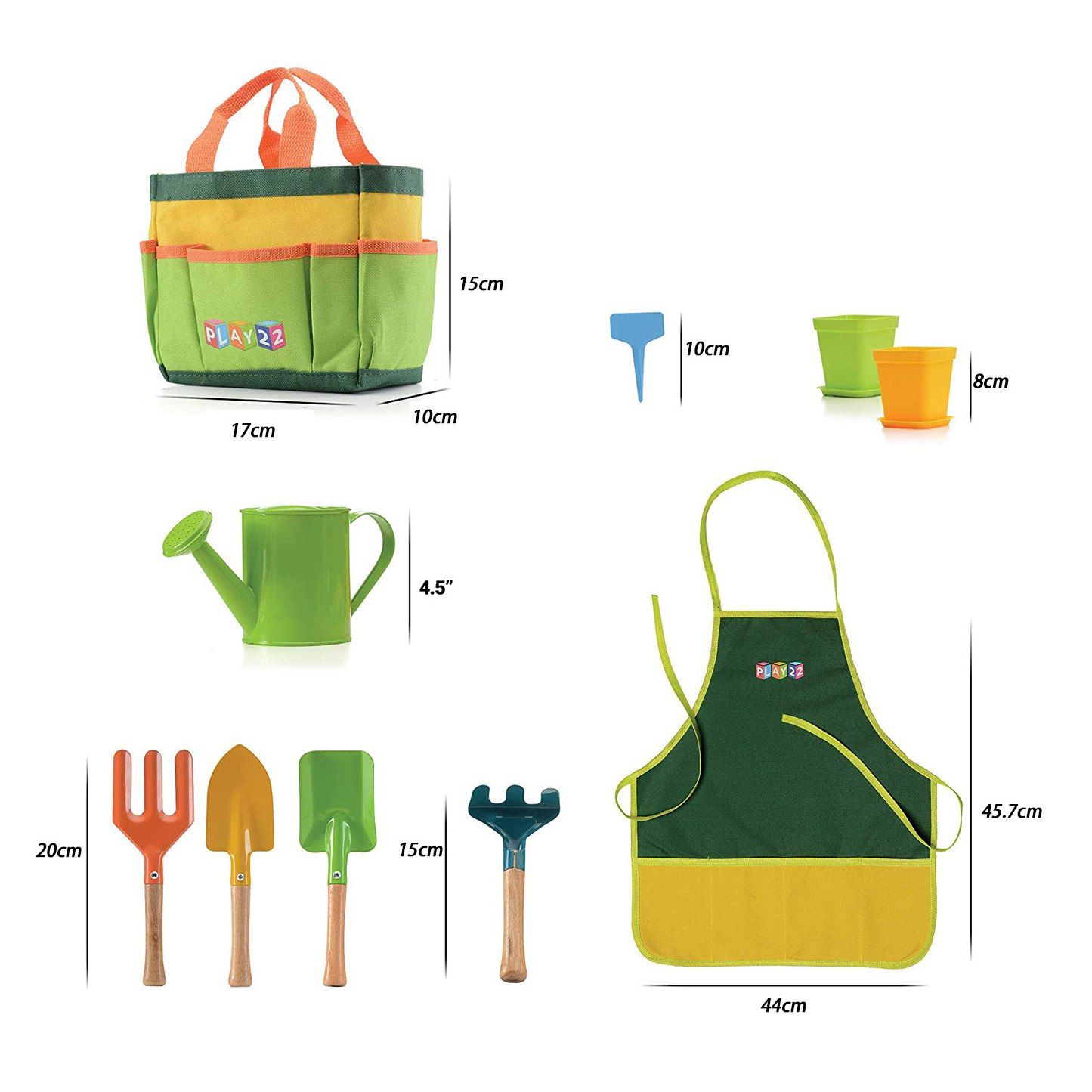 Custom Gardening Tool Set Bag Designed for Kids Include Tote Bag Spade Watering Rake Fork Trowel