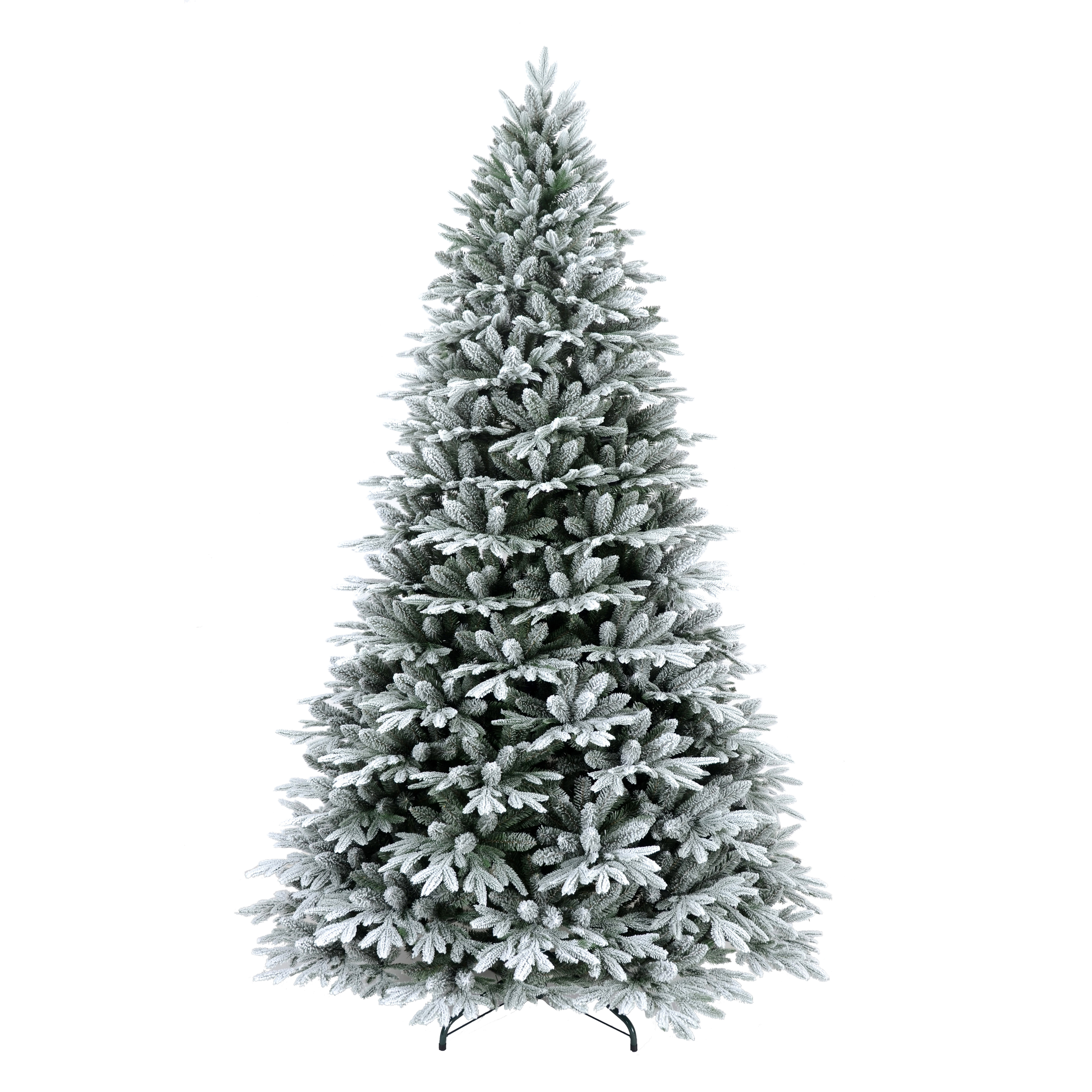 Wholesale 8ft Fat High White PE PVC Flocked Pre-lit Artificial Snowing Guangdong Christmas Tree