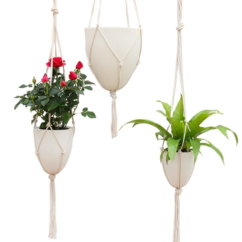 Wholesale Self Watering hanging Planter Pots with Wick Rope Plant Hanger Indoor Hanging Planter Basket