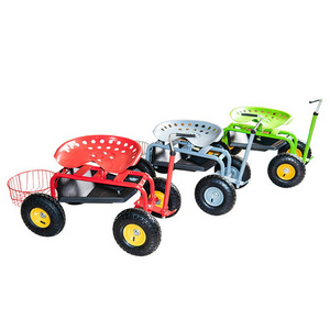 Garden Wheeled Movable Rolling Stool Garden Rolling Work Seat Cart Garden Tractor Work Seat