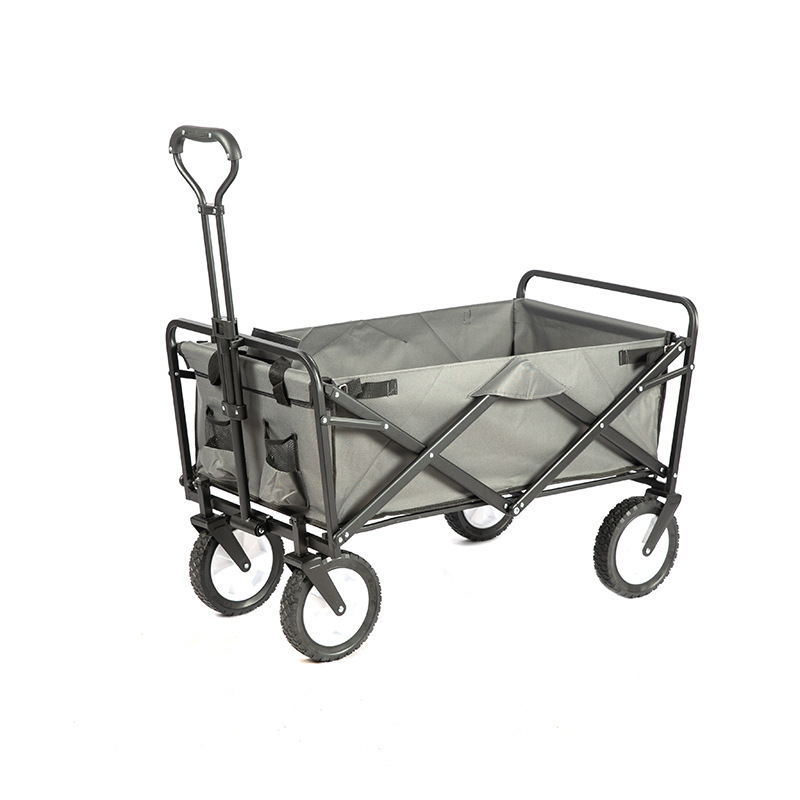 Heavy Duty Folding Wagon With 4 Large Wheelsoutdoor Picnic Cart Foldable Garden Trolley Cart 360 Degree Swivel Wheels