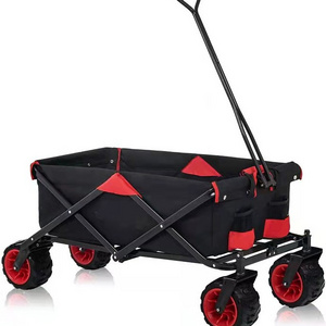 Heavy Duty Folding Wagon With 4 Large Wheelsoutdoor Picnic Cart Foldable Garden Trolley Cart 360 Degree Swivel Wheels