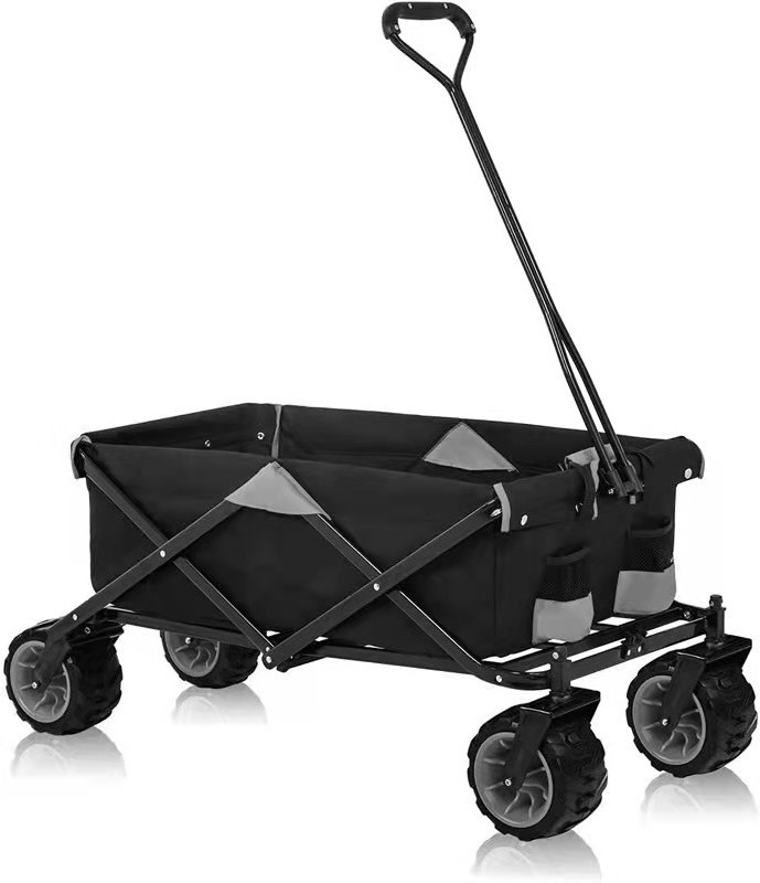 Heavy Duty Folding Wagon With 4 Large Wheelsoutdoor Picnic Cart Foldable Garden Trolley Cart 360 Degree Swivel Wheels