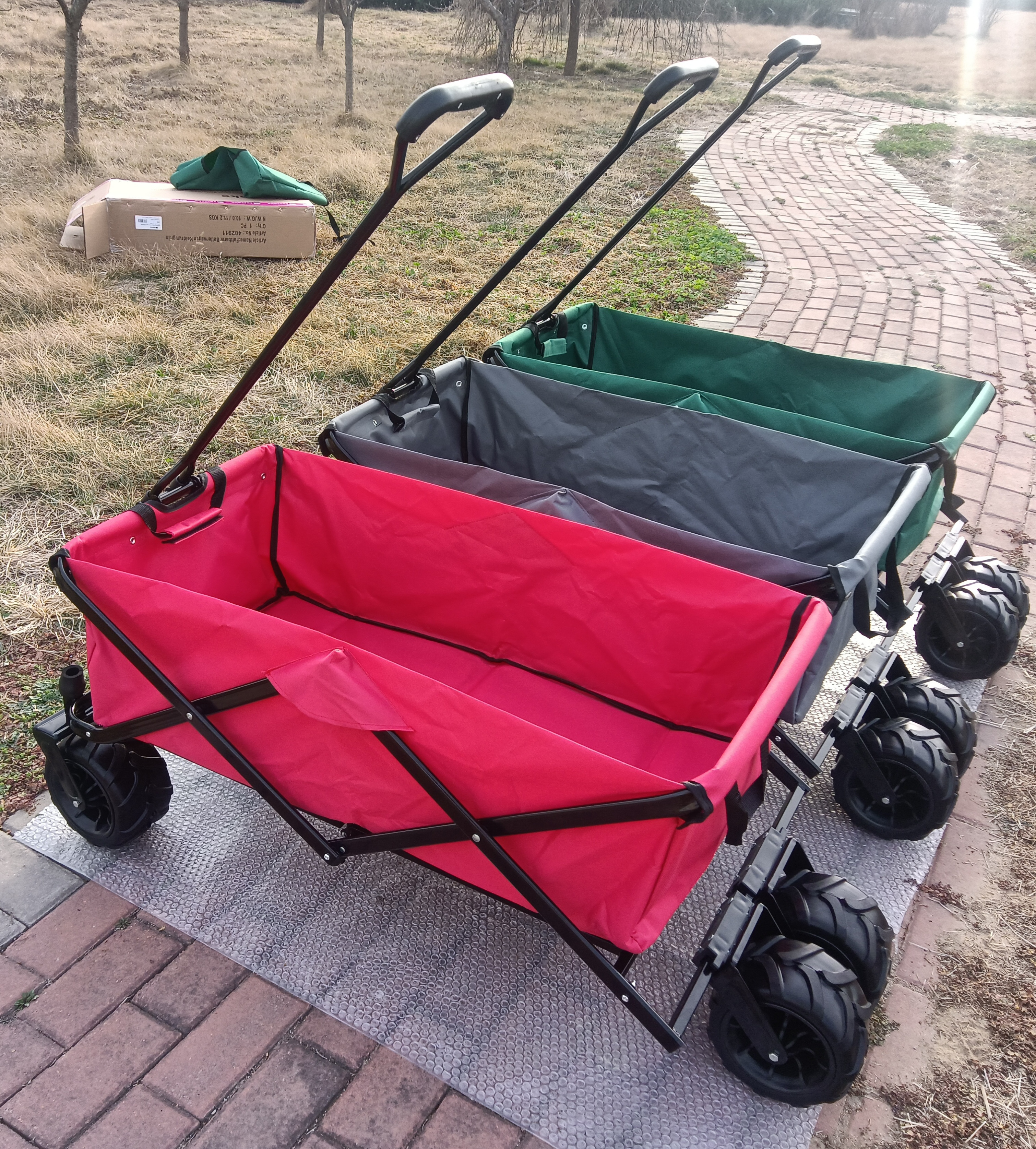 Heavy Duty Outdoor Sand Balloon Wheel Foldable Hand Cart Beach Wagon Cart With Sunshade