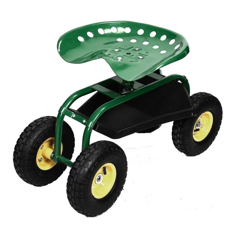 Garden Rolling Scooter Work Seat Heavy Duty Garden Cart with Seat