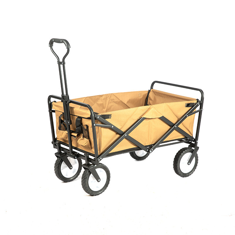 Heavy Duty Folding Wagon With 4 Large Wheelsoutdoor Picnic Cart Foldable Garden Trolley Cart 360 Degree Swivel Wheels